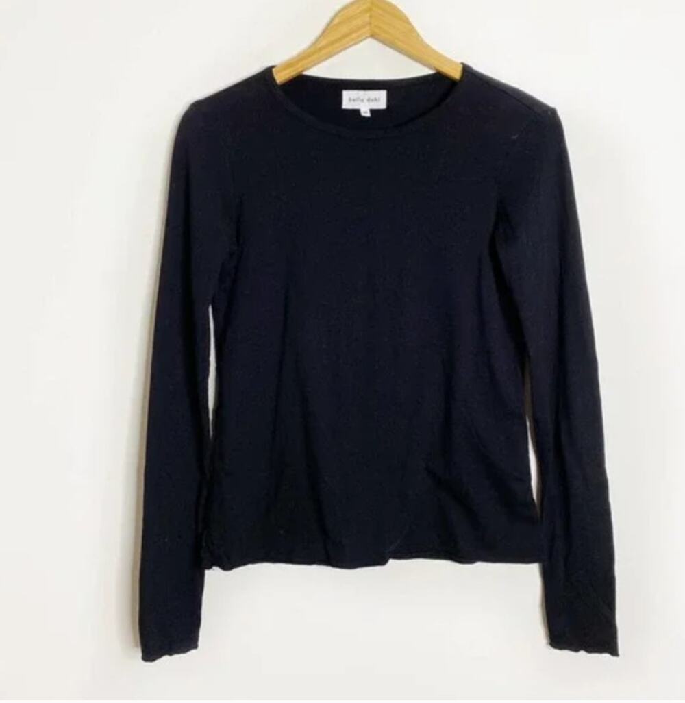 Bella Dahl 100% Cotton Long Sleeve T-Shirt Black XS